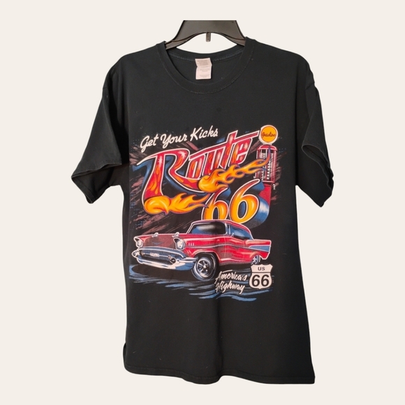 Route 66 T Shirt Men Large Adult America's Highway Classic Cars Vtg C79 - Picture 1 of 4